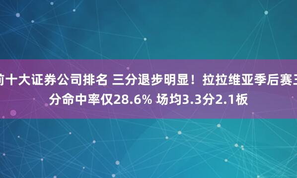 前十大证券公司排名 三分退步明显！拉拉维亚季后赛三分命中率仅28.6% 场均3.3分2.1板